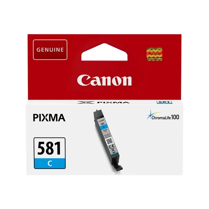 Canon CLI-581C - Cartouche d'encre Cyan - Compatible PIXMA TR/TS série - 5,6 ml - Rendement 259 pages Canon CLI-581C - Cartouche d'encre Cyan - Compatible PIXMA TR/TS série - 5,6 ml - Rendement 259 pages