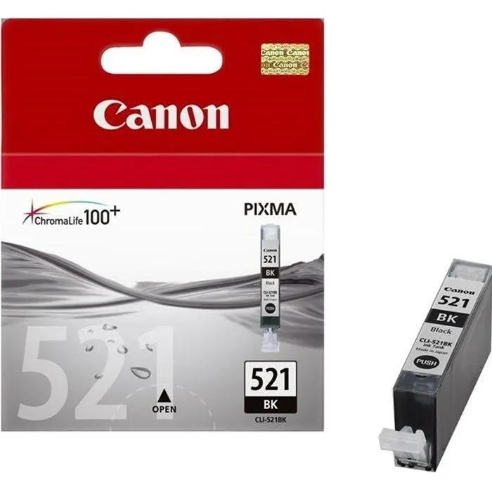 Canon CLI-521 BK - Cartouche d'encre noire compatible iP3600, iP4600, iP4700, MP540, MP550, MP560, MP620, MP630, MP640, MP980, MP990, MX860, MX870 Canon CLI-521 BK - Cartouche d'encre noire compatible iP3600, iP4600, iP4700, MP540, MP550, MP560, MP620, MP630, MP640, MP980, MP990, MX860, MX870