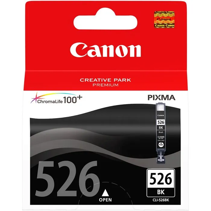 Canon Cartouche d'encre CLI-526 Noir - Cartouche jet d'encre compatible avec imprimantes série MG et iP/iX - Rendement 660 pages Canon Cartouche d'encre CLI-526 Noir - Cartouche jet d'encre compatible avec imprimantes série MG et iP/iX - Rendement 660 pages