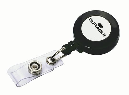 Durable Enrouleur à lanière avec bouton-pression et clip métallique pour badge de sécurité - 80 cm Durable Enrouleur à lanière avec bouton-pression et clip métallique pour badge de sécurité - 80 cm