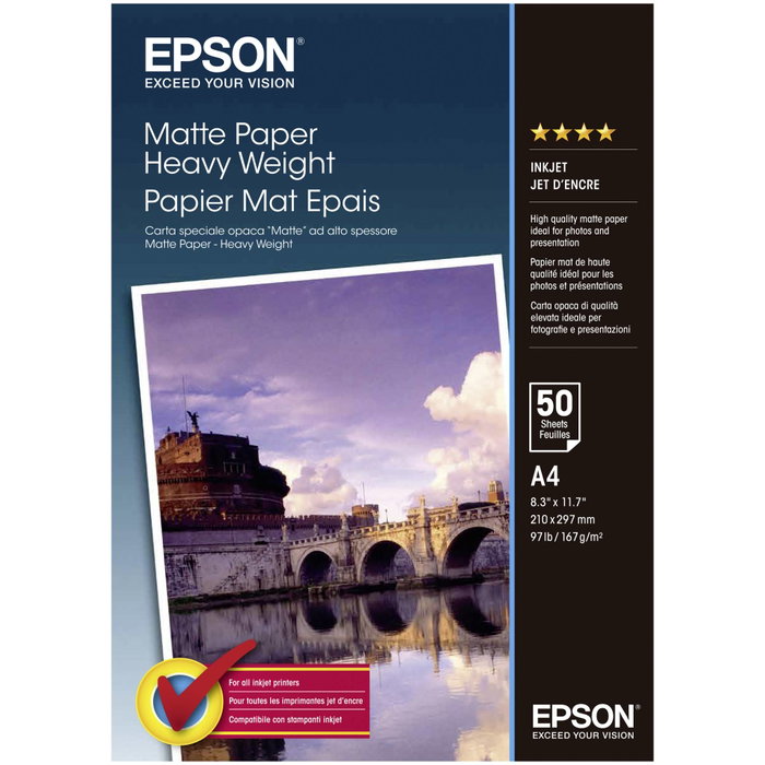 Epson Papier photo mat S041256 - A4 - 50 feuilles - 167g/m2 Epson Papier photo mat S041256 - A4 - 50 feuilles - 167g/m2