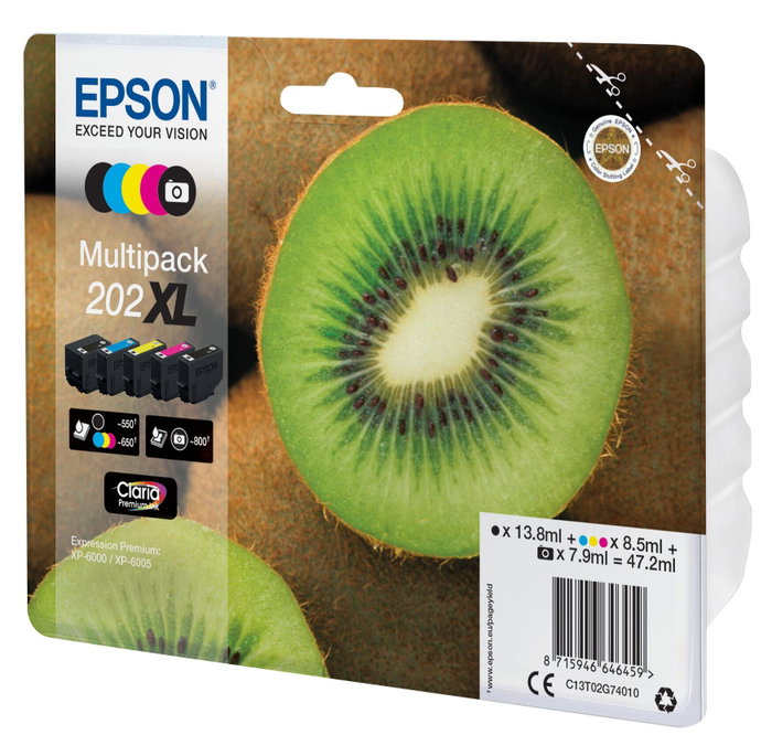 Epson Multipack d'encre 202XL Claria Premium C13T02G74010, 5 couleurs Epson Multipack d'encre 202XL Claria Premium C13T02G74010, 5 couleurs
