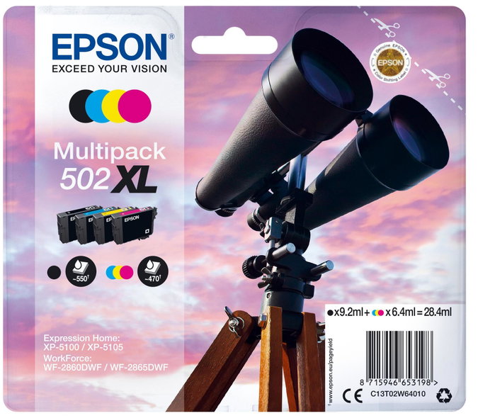 Epson 502XL Multipack C13T02W64010 Noir, Cyan, Magenta, Jaune