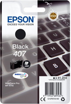 Epson 407XL Cartouche Tinte Noire Originale DURABrite Ultra - Haute Capacité 2900 Pages - Compatible Imprimantes Epson Epson 407XL Cartouche Tinte Noire Originale DURABrite Ultra - Haute Capacité 2900 Pages - Compatible Imprimantes Epson
