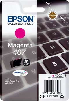 Epson 407 Cartouche Tinte Originale Magenta Haute Capacité Durable Ultra 38,1 ml 1900 Pages Epson 407 Cartouche Tinte Originale Magenta Haute Capacité Durable Ultra 38,1 ml 1900 Pages