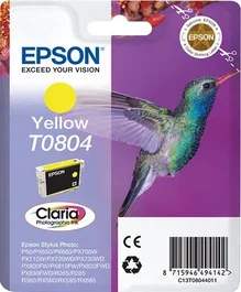 Epson Cartouche d'encre C13T08044011 T0804 Jaune - Colibri, Encre Claria Photographique, pour imprimantes Stylus Photo