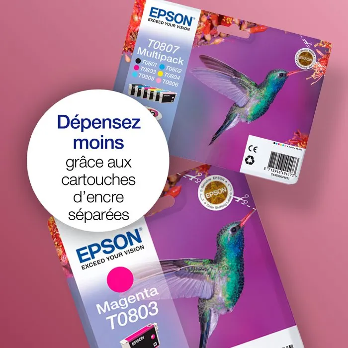 Epson Multipack Claria Colibri T0807 (BK, C, M, Y, LM, LC) de 6 cartouches