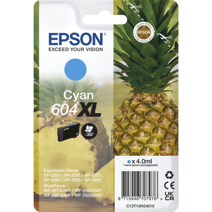 Epson 604XL Cyan C13T10H24010 Cartouche d'encre XL