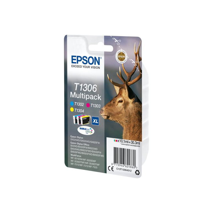 Epson Multipack T1306 Cyan, Magenta, Jaune (C13T13064012) Epson Multipack T1306 Cyan, Magenta, Jaune (C13T13064012)