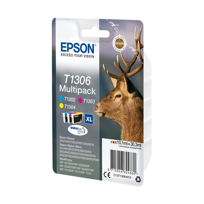 Epson Multipack T1306 Cyan, Magenta, Jaune (C13T13064012) Epson Multipack T1306 Cyan, Magenta, Jaune (C13T13064012)