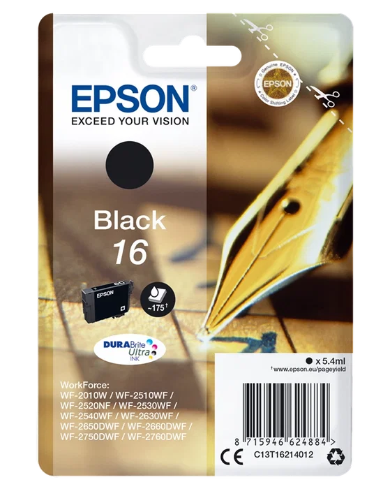 Epson C13T16214012 Cartouche d'encre noire originale 175 pages Epson C13T16214012 Cartouche d'encre noire originale 175 pages
