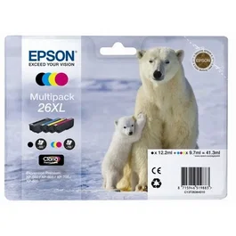 Epson Multipack T2636 XL - 4 Cartouches d'Encre : Noir (12ml), Cyan, Magenta, Jaune (10ml) - Compatible Expression Premium XP-600, XP-605, XP-700, XP-800
