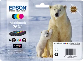 Epson 26 XL Multipack Noir / Cyan / Magenta / Jaune C13T26364010 - 4 Cartouches d'Ence XL Haute Capacité