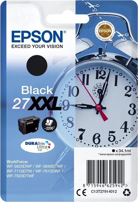 Epson C13T27914012 Cartouche d'encre noire XXL 27 ~2 200 pages Epson C13T27914012 Cartouche d'encre noire XXL 27 ~2 200 pages
