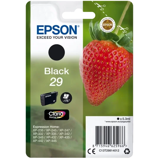 Epson C13T29814012 Cartouche d'encre noire (29 ml) ~175 pages Epson C13T29814012 Cartouche d'encre noire (29 ml) ~175 pages