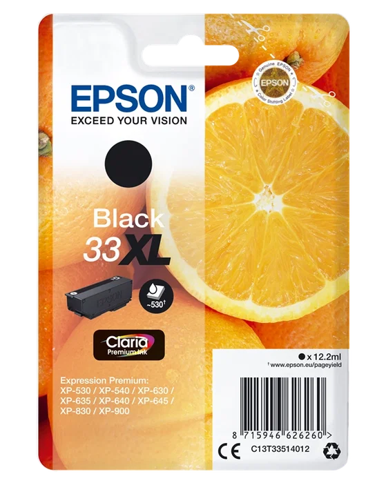 Epson 33 XL Noir Original Cartouche d'encre Noire - 530 pages, C13T33514012 Epson 33 XL Noir Original Cartouche d'encre Noire - 530 pages, C13T33514012