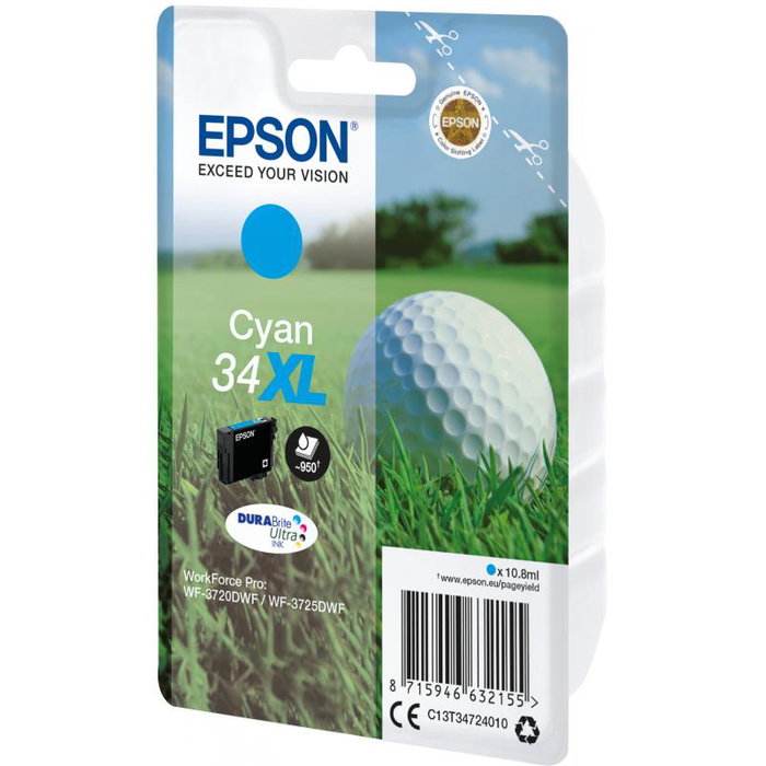 Epson - Cartouche d'encre Cyan - C13T34724010 - Compatible imprimantes Epson
