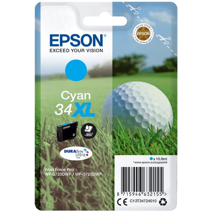 Epson - Cartouche d'encre Cyan - C13T34724010 - Compatible imprimantes Epson