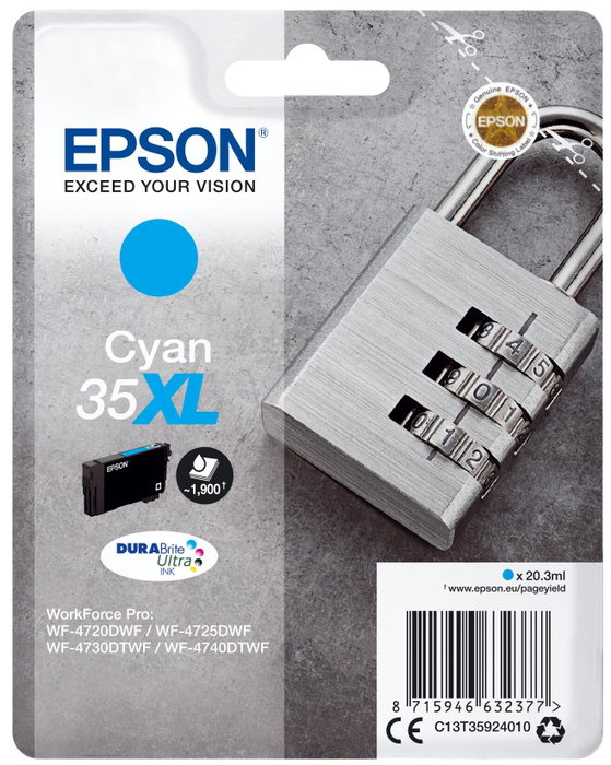 Epson Cartouche d'encre 35XL Cyan DURABrite Ultra C13T35924010