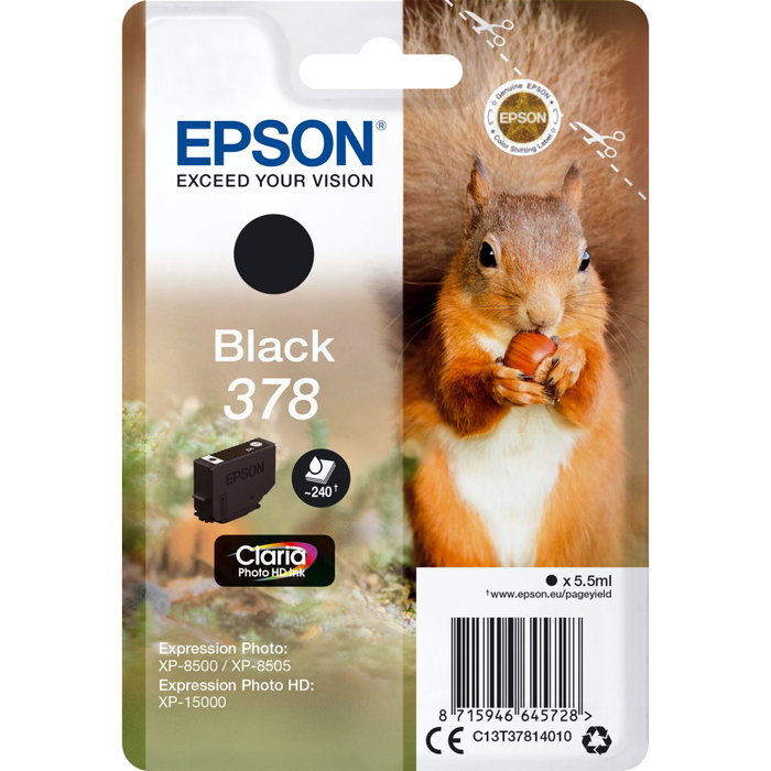 Epson Cartouche d'encre 378 Noir (C13T37814010) de 5,5 ml