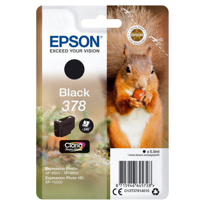Epson Cartouche d'encre 378 Noir (C13T37814010) de 5,5 ml