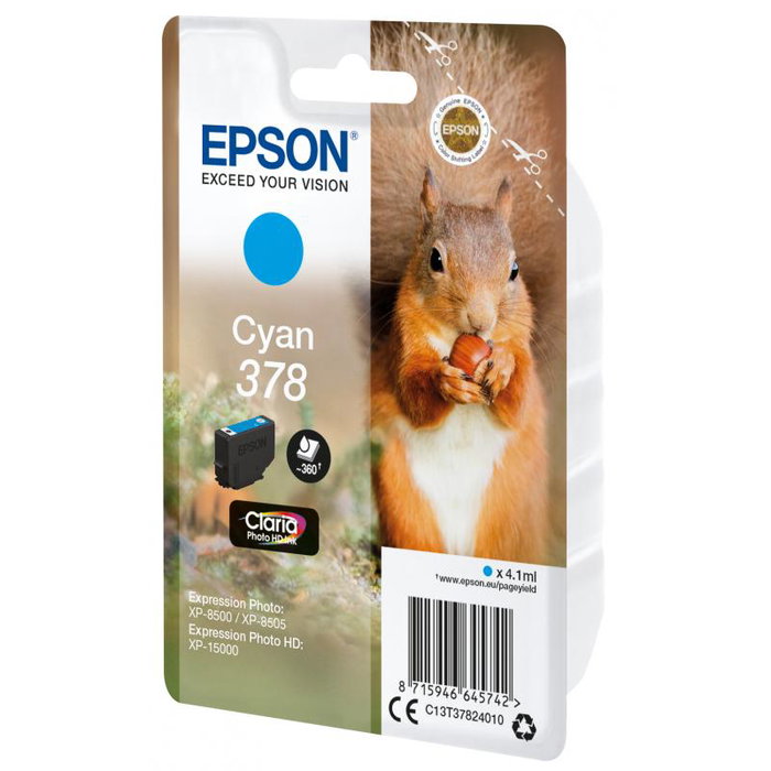 Epson Cartouche d'encre Cyan 378 pour imprimantes Epson, réf. C13T37824010
