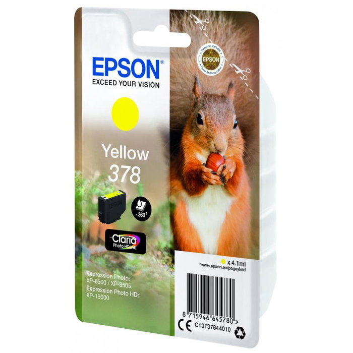 Epson Cartouche d'encre jaune 378 (C13T37844010) pour imprimante Epson