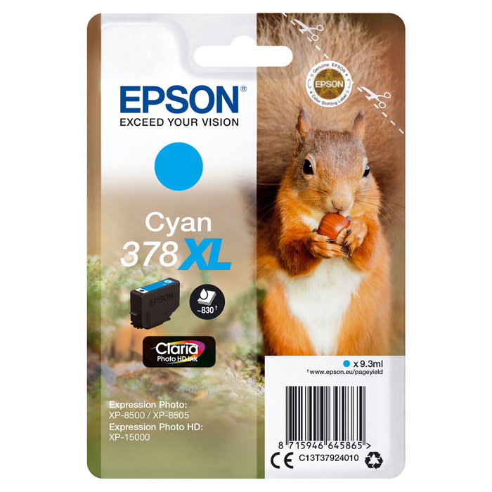 Epson Cartouche d'encre Claria Photo HD 378XL Cyan C13T37924010
