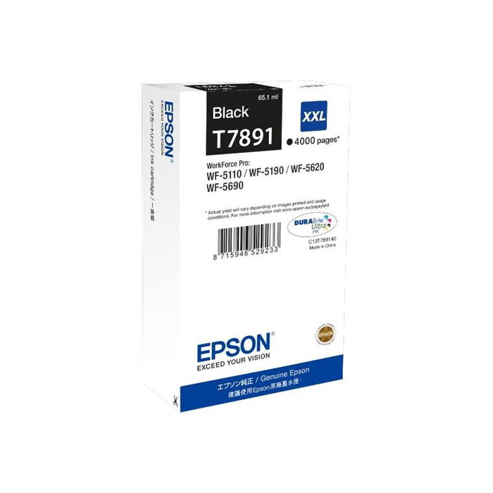 Epson C13T789140 Cartouche d'encre originale XXL Noir 65,1 ml pour WorkForce Pro WF-5110DW WF-5190DW WF-5620DWF WF-5690DWF Epson C13T789140 Cartouche d'encre originale XXL Noir 65,1 ml pour WorkForce Pro WF-5110DW WF-5190DW WF-5620DWF WF-5690DWF