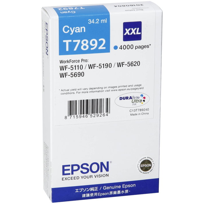 Epson DURABrite Ultra T7892 Cyan XXL
