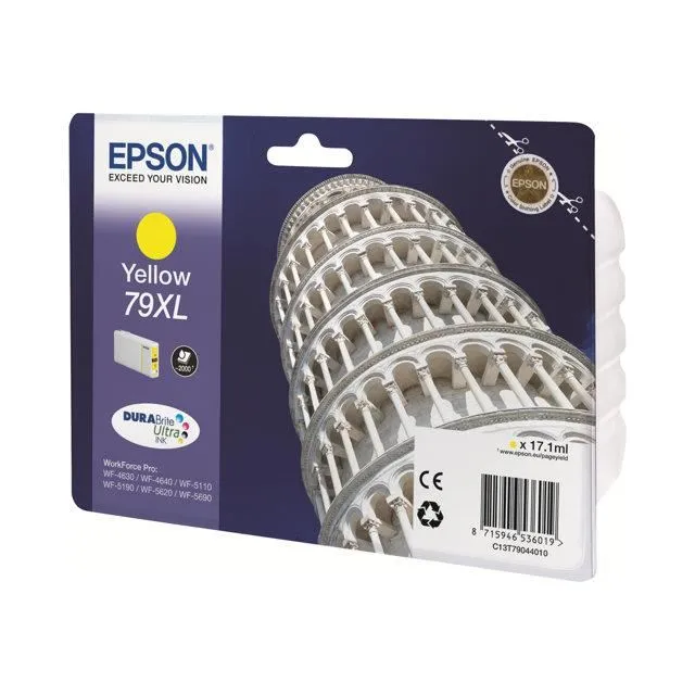 Epson 79XL Cartouche d'encre jaune DuraBrite Ultra (17.1 ml) pour imprimantes WorkForce Pro WF-4630DWF, WF-4640DTWF, WF-5110DW, WF-5190DW, WF-5620DWF, WF-5690DWF Epson 79XL Cartouche d'encre jaune DuraBrite Ultra (17.1 ml) pour imprimantes WorkForce Pro WF-4630DWF, WF-4640DTWF, WF-5110DW, WF-5190DW, WF-5620DWF, WF-5690DWF