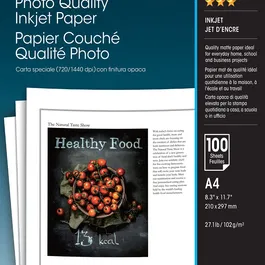 Epson Papier photo couché Supérieur - Paquet de 100 feuilles format A4 (21 x 29.7 cm), 102 g/m², Blanc