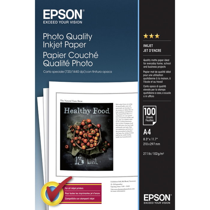 Epson Papier photo couché A4, 100 feuilles, 102g/m²