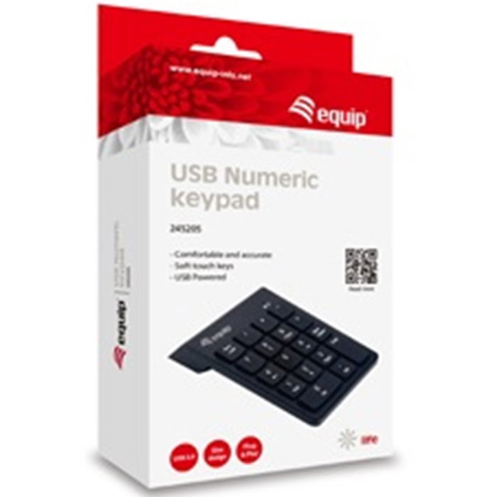 Equip 245205 Clavier Numérique USB tactile silencieux Plug-and-Play pour PC portable Equip 245205 Clavier Numérique USB tactile silencieux Plug-and-Play pour PC portable