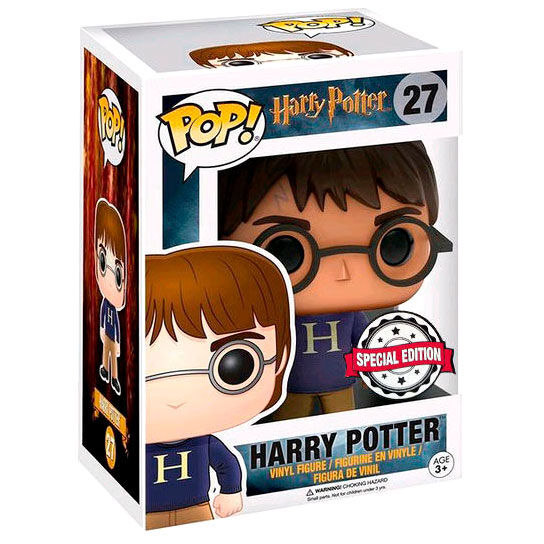 FUNKO POP Figure de collection - Harry Potter (Sweater Exclusive) de 9 cm en vinyle, avec boîte cadeau