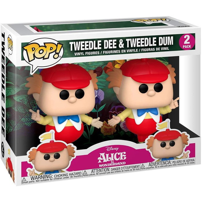 FUNKO - Blister de 2 Figuras POP Disney Alicia en el País de las Maravillas - Tweedle Dee and Dum - Figurines Vinyle 9 cm avec Fenêtre