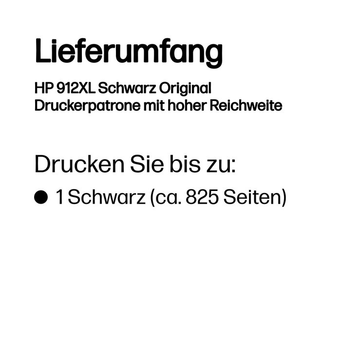 HP 912XL Cartouche d'encre noire haute capacité HP 912XL Cartouche d'encre noire haute capacité