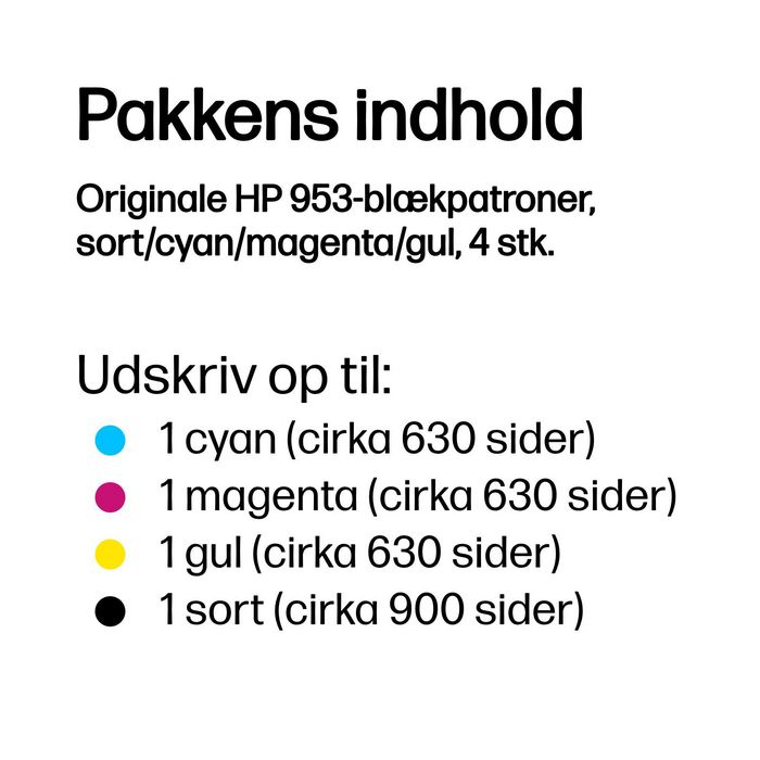 HP Multipack de 4 Cartouches d'Encre 953 (Noir, Cyan, Magenta, Jaune) HP Multipack de 4 Cartouches d'Encre 953 (Noir, Cyan, Magenta, Jaune)