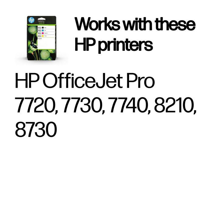 HP Multipack de 4 Cartouches d'Encre 953 (Noir, Cyan, Magenta, Jaune) HP Multipack de 4 Cartouches d'Encre 953 (Noir, Cyan, Magenta, Jaune)