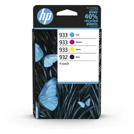 HP - Pack de 4 cartouches d'encre authentiques 932/933 Noir, Cyan, Magenta, Jaune (6ZC71AE) pour imprimantes OfficeJet 6700, 7110, 7610