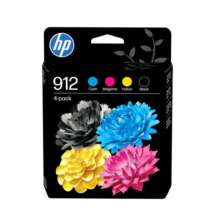 HP 912 Pack de 4 Cartouches d'Encre Originale (Noir, Cyan, Magenta, Jaune)