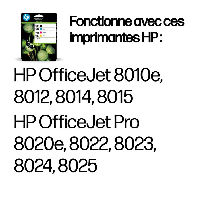HP 912 - Pack de 4 cartouches d'encre originale - Noir, Cyan, Magenta, Jaune