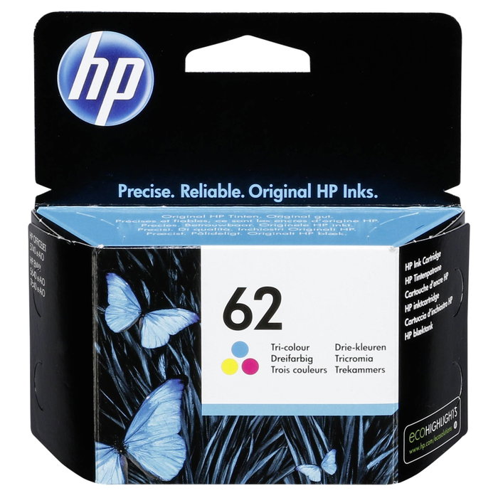 HP 62 Cartouche d'encre trois couleurs (C2P06AE) de couleur Cyan, Magenta, Jaune