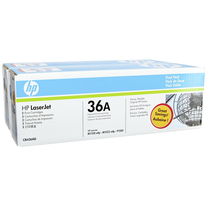 HP Pack de 2 cartouches de toner 36A Noir (CB436AD)