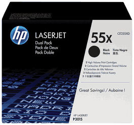 HP Toner 55X / CE255XD Noir XL Double Pack - Cartouche d'encre haute capacité