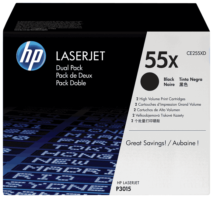 HP Toner 55X / CE255XD Noir XL Double Pack - Cartouche d'encre haute capacité HP Toner 55X / CE255XD Noir XL Double Pack - Cartouche d'encre haute capacité