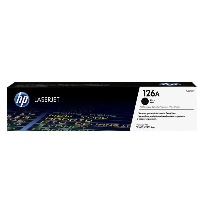 HP CE310A Cartouche de toner noir authentique 126A pour imprimantes LaserJet CP1025, CP1025nw, 100 MFP M175, 200 MFP M275 - Rendement 1200 pages HP CE310A Cartouche de toner noir authentique 126A pour imprimantes LaserJet CP1025, CP1025nw, 100 MFP M175, 200 MFP M275 - Rendement 1200 pages