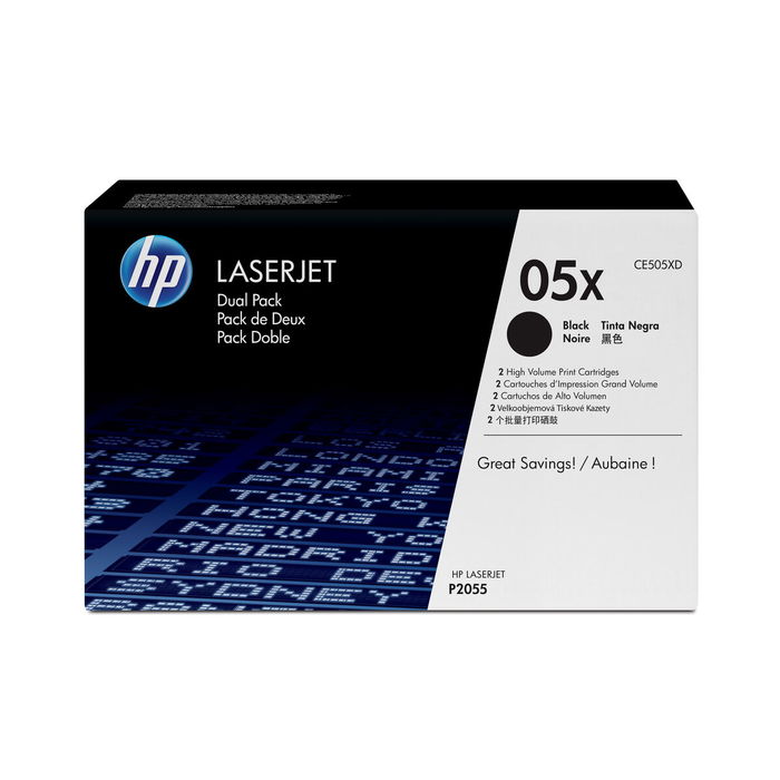 HP Toner Noir 05XD / CE505XD - Double pack (2 cartouches) HP Toner Noir 05XD / CE505XD - Double pack (2 cartouches)