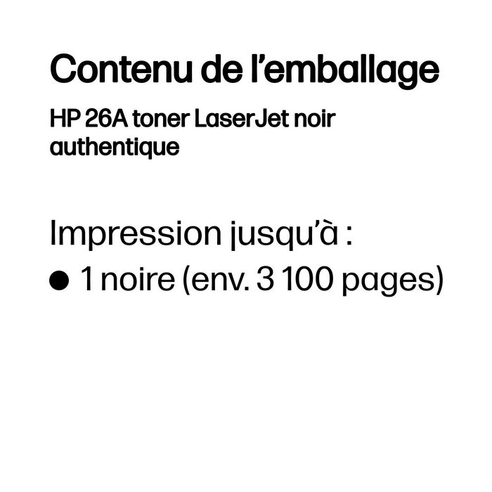 HP Toner 26A CF226A Noir HP Toner 26A CF226A Noir