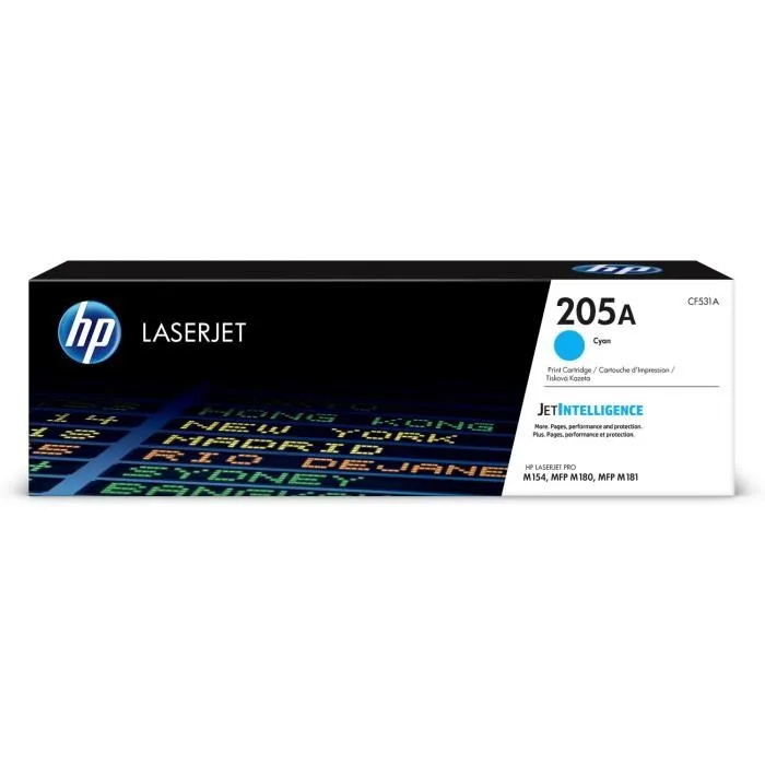 HP Cartouche de toner cyan 205A compatible HP Color LaserJet Pro M154 M180 M181 - Rendement 900 pages HP Cartouche de toner cyan 205A compatible HP Color LaserJet Pro M154 M180 M181 - Rendement 900 pages